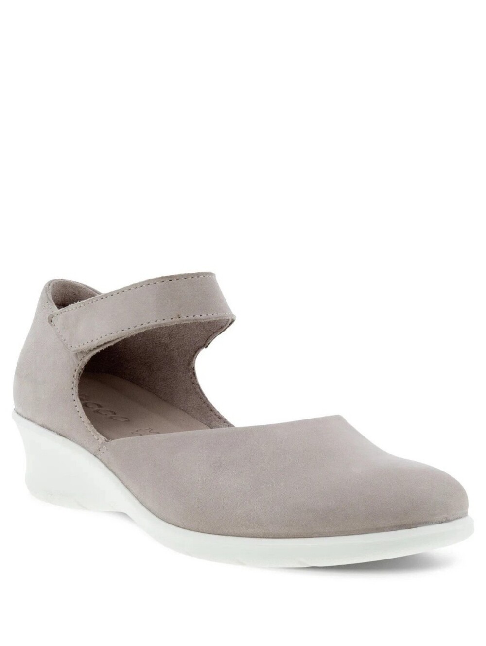 ECCO Felicia Women's Nubuck Leather Mary Jane Ankle Strap Pump Wedge Shoes Grey